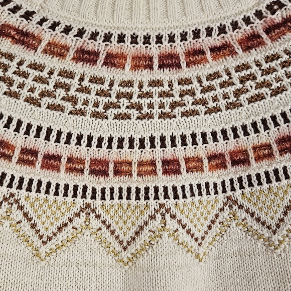 NWT LOFT cream & tan Fair Isle sweater Womens Large - Picture 7 of 8